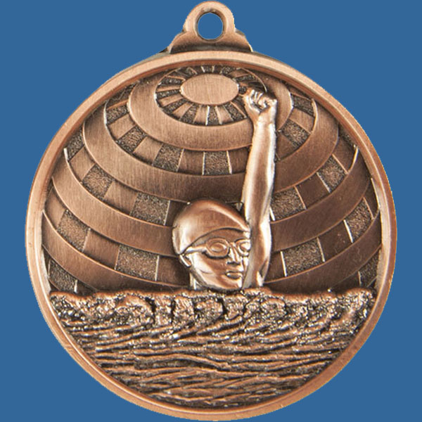 Swim Global Series Medal - 5mm Thick Antique Bronze 50mm Medal Neck Ribbon included