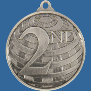 2nd Place Global Series Medal - 5mm Thick Antique Silver 50mm Medal Neck Ribbon included