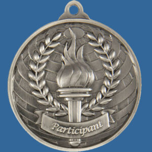 Participant Global Series Medal - 5mm Thick Antique Silver 50mm Medal Neck Ribbon included