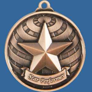 Star Performer Global Series Medal - 5mm Thick Antique Bronze 50mm Medal Neck Ribbon included