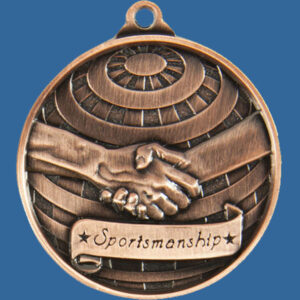 Sportsmanship Global Series Medal - 5mm Thick Antique Bronze 50mm Medal Neck Ribbon included