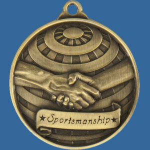 Sportsmanship Global Series Medal - 5mm Thick Antique Gold 50mm Medal Neck Ribbon included