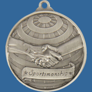 Sportsmanship Global Series Medal - 5mm Thick Antique Silver 50mm Medal Neck Ribbon included