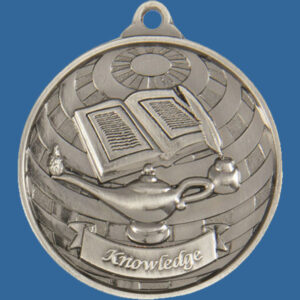 Knowledge Global Series Medal - 5mm Thick Antique Silver 50mm Medal Neck Ribbon included