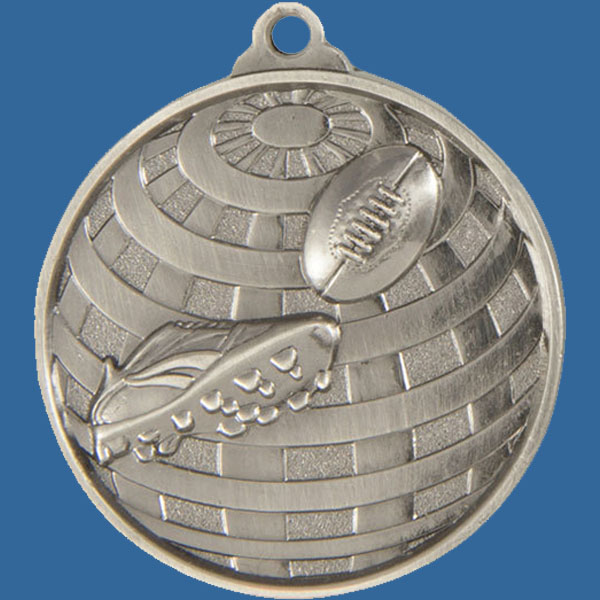 Aussie Rules Global Series Medal - 5mm Thick Antique Silver 50mm Medal Neck Ribbon included
