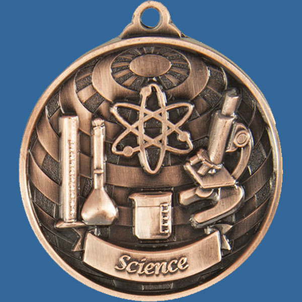 Science Global Series Medal - 5mm Thick Antique Bronze 50mm Medal Neck Ribbon included