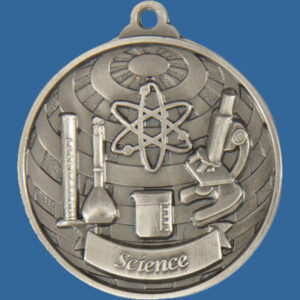 Science Global Series Medal - 5mm Thick Antique Silver 50mm Medal Neck Ribbon included