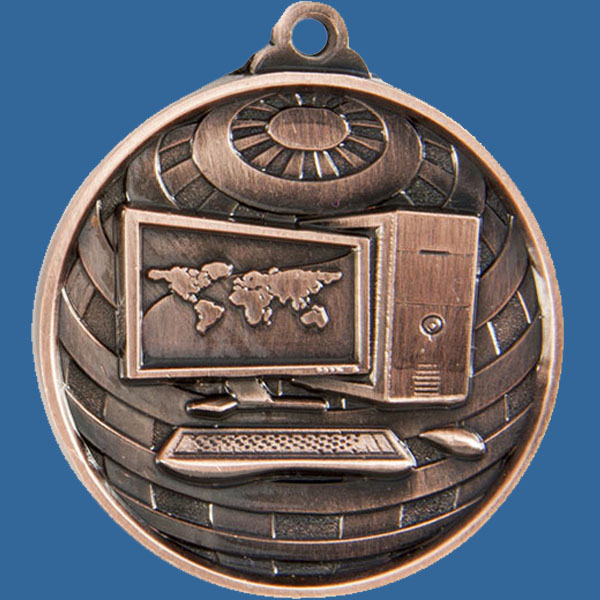 Computers Global Series Medal - 5mm Thick Antique Bronze 50mm Medal Neck Ribbon included