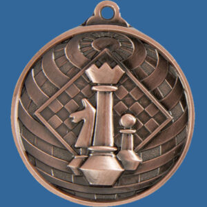 Chess Global Series Medal - 5mm Thick Antique Bronze 50mm Medal Neck Ribbon included