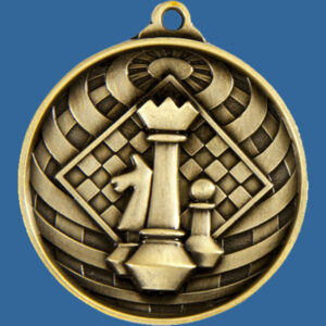 Chess Global Series Medal - 5mm Thick Antique Gold 50mm Medal Neck Ribbon included