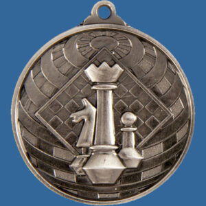 Chess Global Series Medal - 5mm Thick Antique Silver 50mm Medal Neck Ribbon included