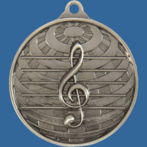 Music Global Series Medal - 5mm Thick Antique Silver 50mm Medal Neck Ribbon included