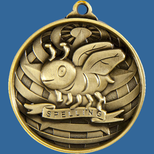 Spelling Global Series Medal - 5mm Thick Antique Gold 50mm Medal Neck Ribbon included