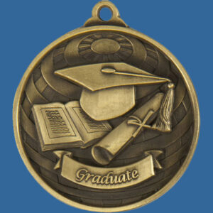 Graduate Global Series Medal - 5mm Thick Antique Gold 50mm Medal Neck Ribbon included