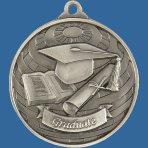 Graduate Global Series Medal - 5mm Thick Antique Silver 50mm Medal Neck Ribbon included
