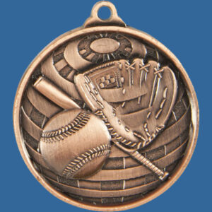 Baseball/Softball Global Series Medal - 5mm Thick Antique Bronze 50mm Medal Neck Ribbon included