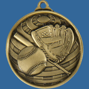 Baseball/Softball Global Series Medal - 5mm Thick Antique Gold 50mm Medal Neck Ribbon included