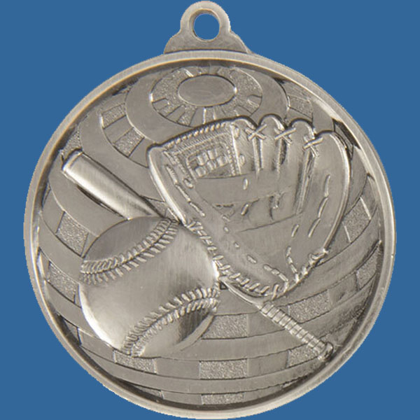 Baseball/Softball Global Series Medal - 5mm Thick Antique Silver 50mm Medal Neck Ribbon included