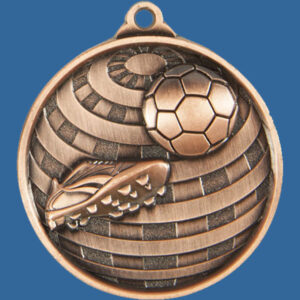 Football Global Series Medal - 5mm Thick Antique Bronze 50mm Medal Neck Ribbon included