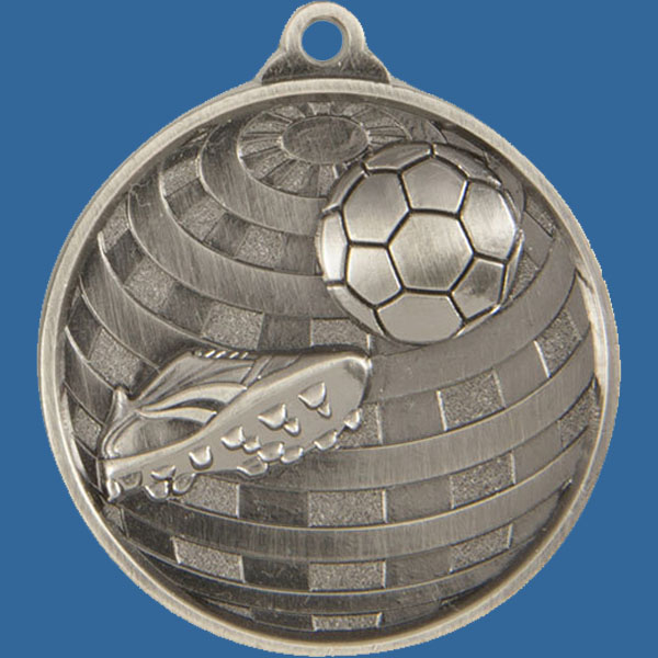 Football Global Series Medal - 5mm Thick Antique Silver 50mm Medal Neck Ribbon included