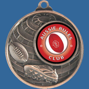 Aussie Rules Global Series Medal - 5mm Thick Antique Bronze 50mm Medal Neck Ribbon included