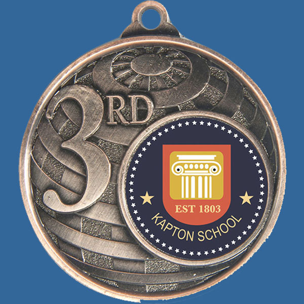 3rd Place Global Series Medal - 5mm Thick Antique Bronze 50mm Medal Neck Ribbon included