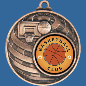 Basketball Global Series Medal - 5mm Thick Antique Bronze 50mm Medal Neck Ribbon included