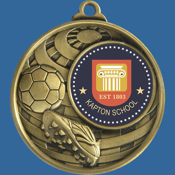 Football Global Series Medal - 5mm Thick Antique Gold 50mm Medal Neck Ribbon included