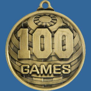 100 Games Global Series Medal - 5mm Thick Antique Gold 50mm Medal Neck Ribbon included