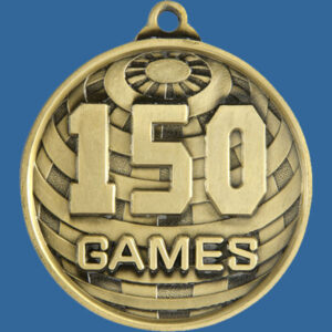150 Games Global Series Medal - 5mm Thick Antique Gold 50mm Medal Neck Ribbon included