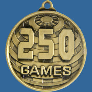 250 Games Global Series Medal - 5mm Thick Antique Gold 50mm Medal Neck Ribbon included
