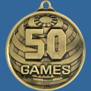 50 Games Global Series Medal - 5mm Thick Antique Gold 50mm Medal Neck Ribbon included