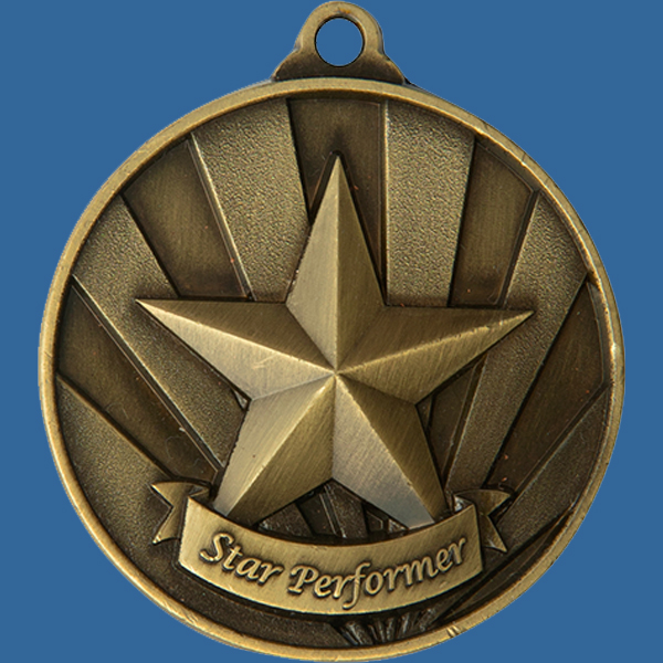 1076-37Ge Sunrise Series Star Performer Medal Antique Gold