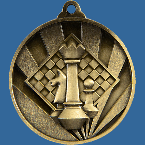 1076-43Ge Sunrise Series Chess Medal Antique Gold