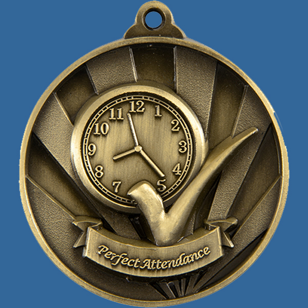1076-51Ge Sunrise Series Perfect Attendance Medal Antique Gold