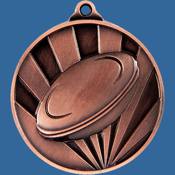 1076-6BRe Sunrise Series Rugby Medal Antique Bronze