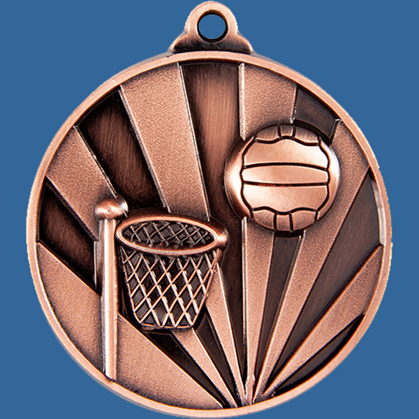 10768BRe Netball Medal Bronze Bright Star Series with engraving and ribbon