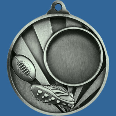 Aussie Rules Sunrise Series Medal - 5mm Thick Antique Silver 50mm Medal Neck Ribbon included