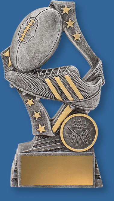 Flag Series. Aussie rules trophies feature a stylish star based design with boot and ball detail.