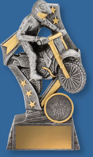 Flag Series. Motorcross rider action. Classic designed antique silver and gold stars.
