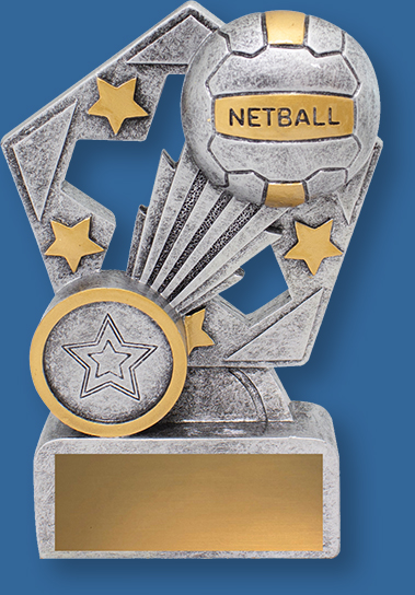 Appealing design of netball trophies with multi-star elements, the exploding ball and perfect position for your custom insert.