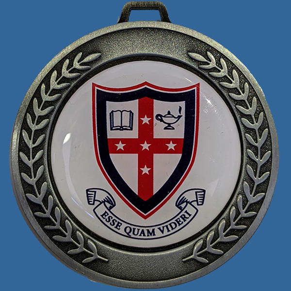 Prestige Heavy Design Silver 70mm Diameter Medal 50mm Custom Insert included Neck Ribbon included Can be engraved to back