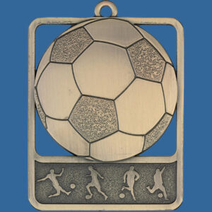 Football Rosetta Series Medal, Rectangle Shape Antique Gold 62mm height x 50mm width, Neck Ribbon included, Can be engraved to back