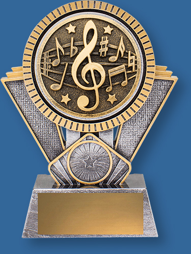 Spartan Series. Heavy 3D enhanced Music Trophies design plus an appealing gold and silver colour combination.