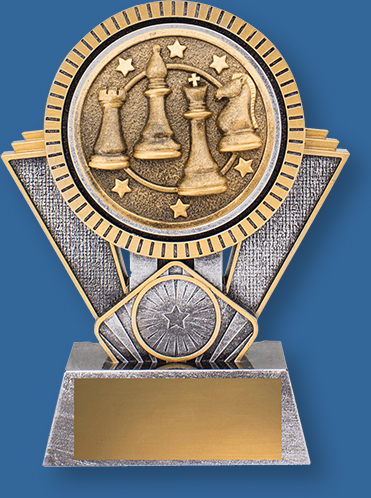 Spartan Series. Heavy 3D enhanced Chess Trophies design plus an appealing gold and silver colour combination.