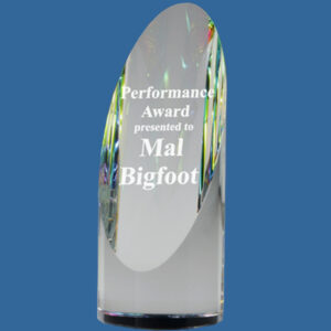 Reflective Cylinder Sphere Award, available in 3 sizes, quality sandblast engraving included, presentation box included, quantity discounts. Plinth style freestanding.
