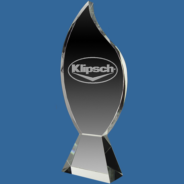OC-FL_r Clear Crystal Flame Award Trophy