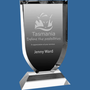 Two piece crystal award with classical bevelled edge.