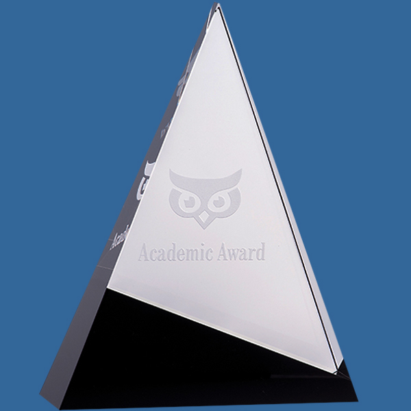 EBONY1e Clear Triangle Crystal Award Trophy with Black