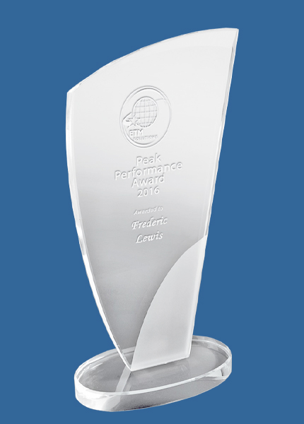 DSGA04_e Designer Clear Glass Wedge Frosted Curve Award Trophy